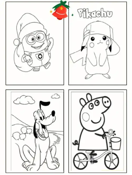 300张幼儿涂色素材大全小猪佩奇简笔画