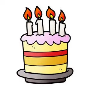 生日蛋糕和纸花环孩子生日聚会快乐微笑动画的对象娘娘腔字符卡通喜庆