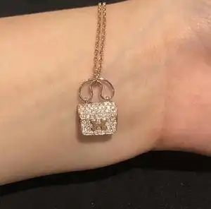 爱马仕项链h字母吊坠正品