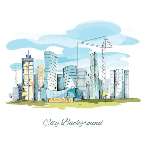 关键词:城市建筑高楼大厦彩色建筑素描水彩绘画城市风景景观设计文化