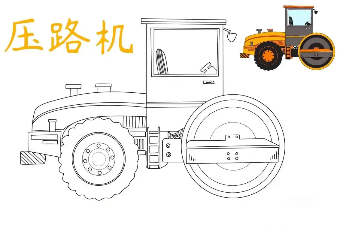 工程车简笔画2.可以打印出来给小朋友涂色哦!#幼儿园手工 # - 抖音