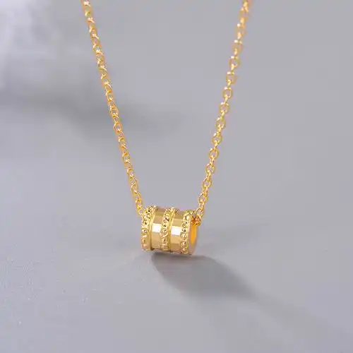 中银金行彩金项链女18k金项链玫瑰金吊坠小蛮腰项链弹簧吊坠送礼