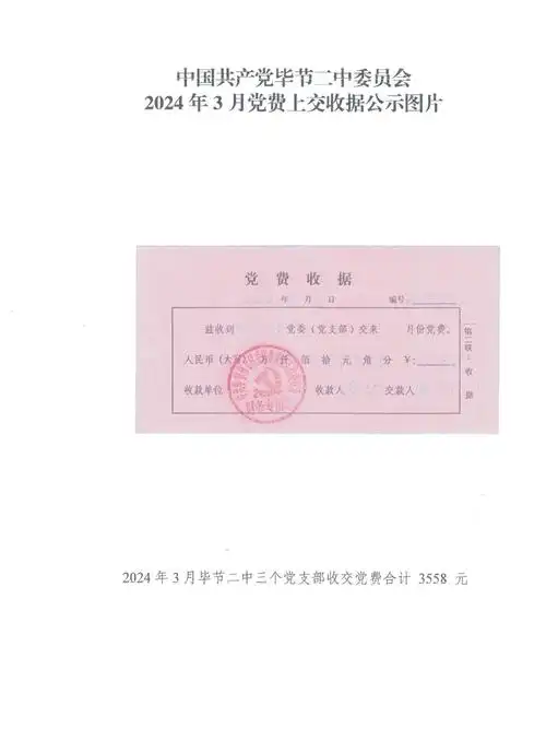 毕节二中2024年3月党费及收据