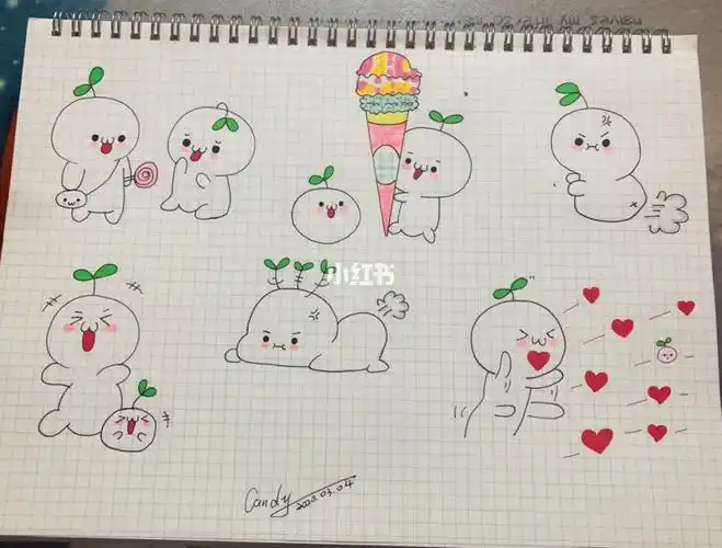 简笔画长草颜团子