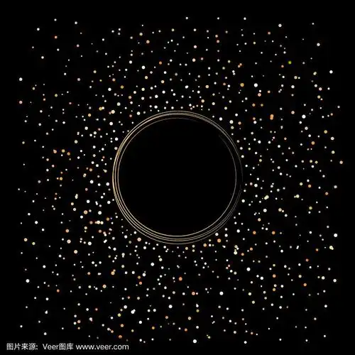 金色的闪光和圆圈在黑色的背景