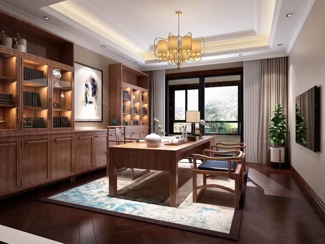 书房中式局部大户型装修