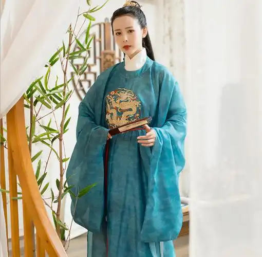 原创创正品唐圆领袍女革带汉服龙纹刺绣明制汉服