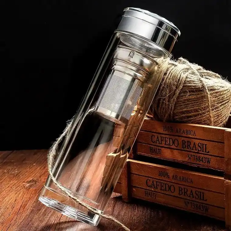 厂家定制双层玻璃杯办公茶杯厚底五角星水晶杯商务高档礼品定制# - 抖