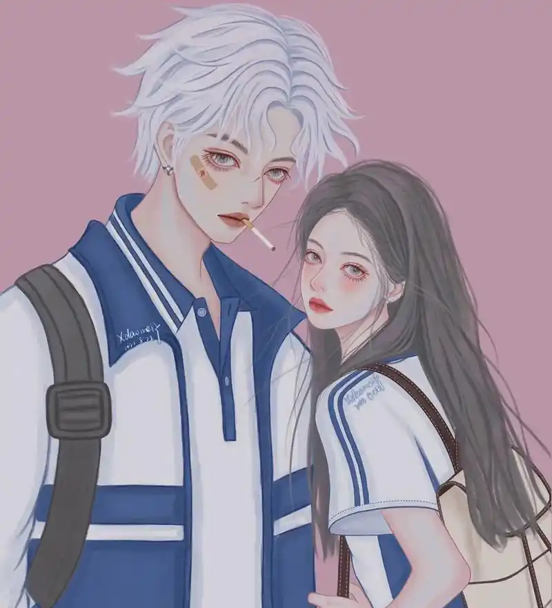 你带入的是哪部小说男女主呢?#插画 #情侣头像 #小说#校霸 - 抖音