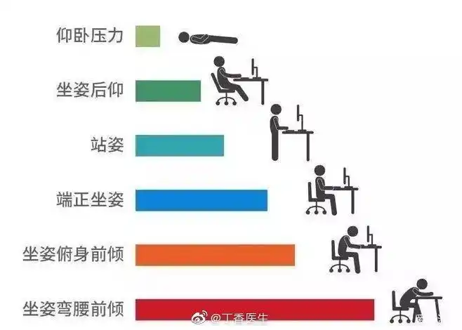 不同坐姿时脊柱承受的负担