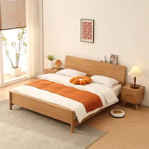 北欧白蜡木床全实木日系原木风135米18m卧室小户型单双人床现代