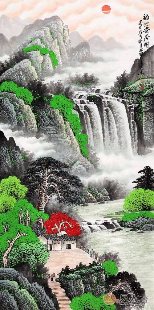 进门玄关挂什么画好名家手绘山水画装饰风水都有了