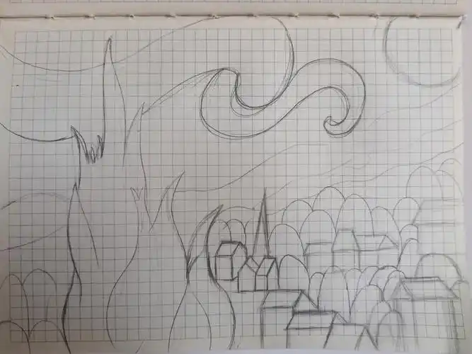 梵高✨《星空》简笔画教程💫