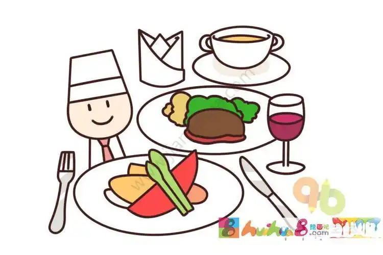 美味西餐简笔画 一个人也要过得很精致