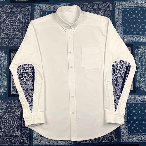 牛津纯棉长袖水滴拼接衬衫长绒腰果衬衣visvim衬衫