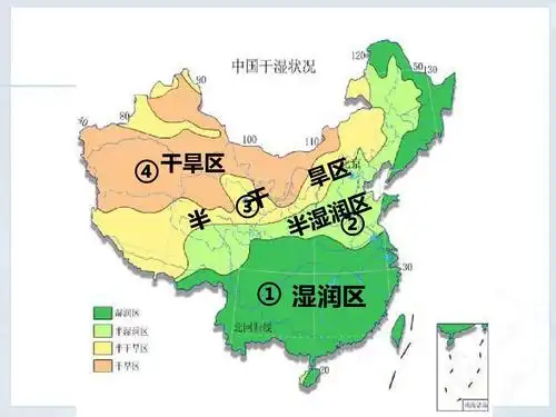 干旱区 ③ ② ① 湿润区