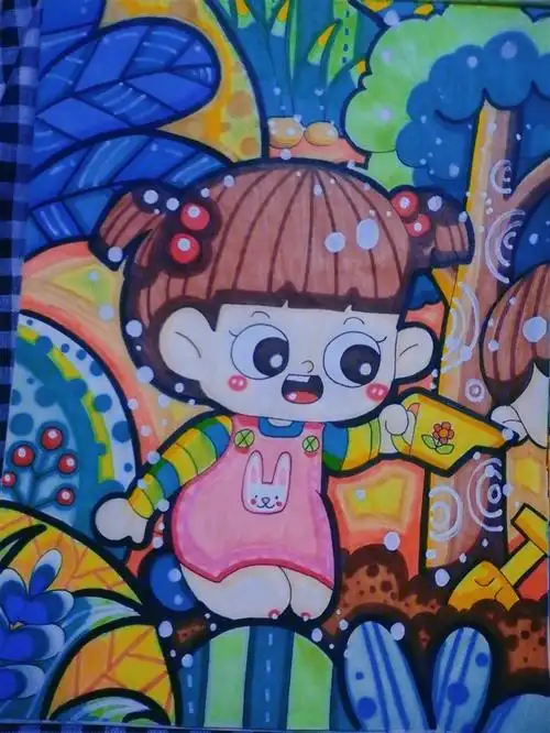 儿童画临摹马克笔附线稿