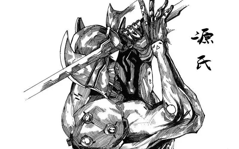 猪猪守望先锋源氏手绘线稿oo