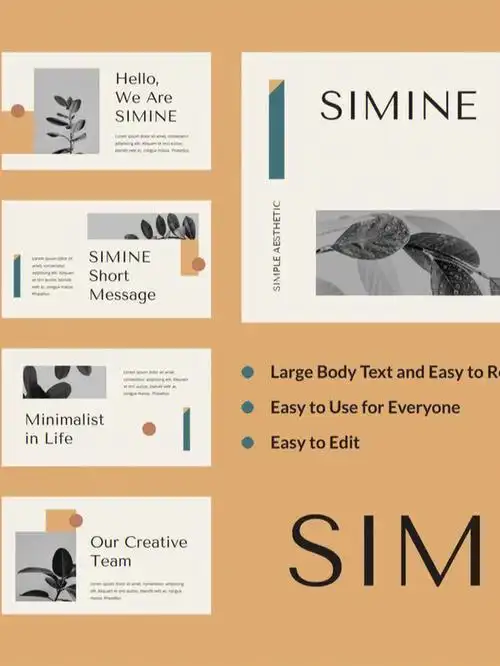 免费ppt模板米色美学极简图文排版幻灯片