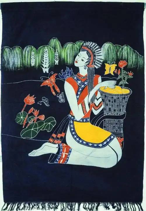 民族风蜡染布艺蜡染画壁挂壁画挂画装饰画门帘窗帘挂帘大理三塔-淘宝