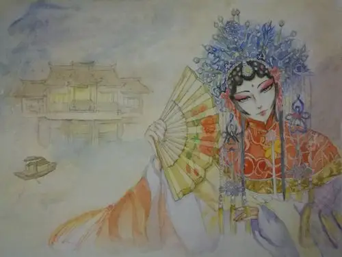 教你画水彩霸王别姬