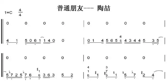 普通朋友陶喆c大调初学者简易好听版钢琴双手简谱钢琴谱钢琴简谱