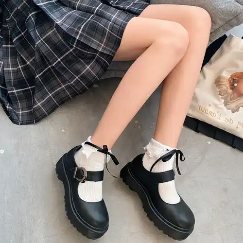 jk袜子制服袜日系可爱翻领蝴蝶结木耳边短袜学院洛丽塔少女堆堆袜