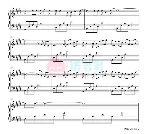 张学友《一路上有你》钢琴五线谱2