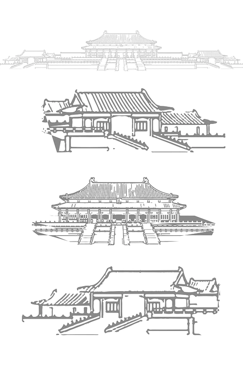 古代建筑故宫线条