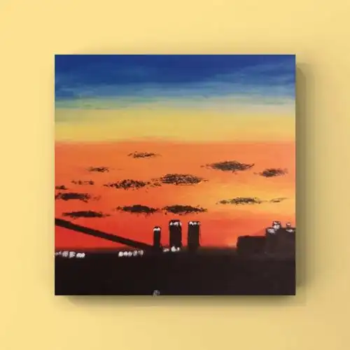 油画棒城市晚霞打卡第25天附教程