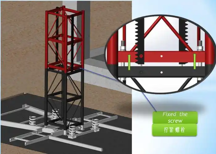 机械百科  建筑施工电梯升降机安装流程图     2,混凝土基础板下地面