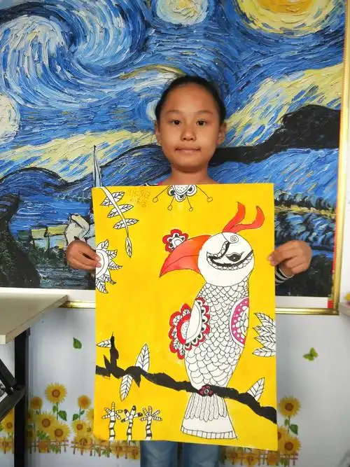 水粉线描画学生作品欣赏