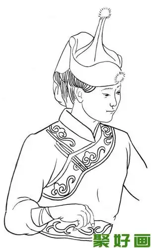 拉琴的蒙古族少女部分轮廓