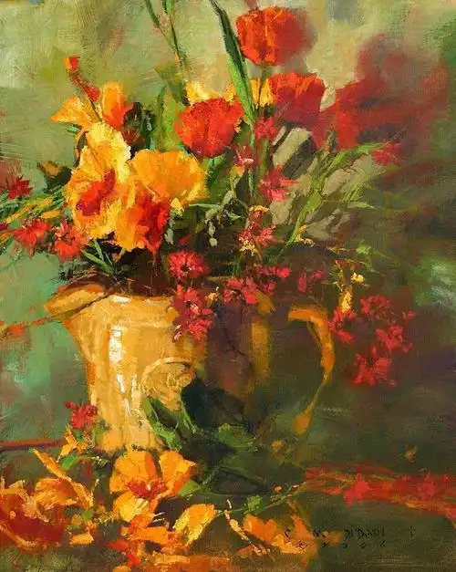 美国花卉静物艺术家迈克尔克莱恩油画作品欣赏