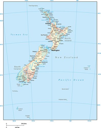 新西兰地图 英文版国家分区地图 非实物地图 ai格式矢量设计素材