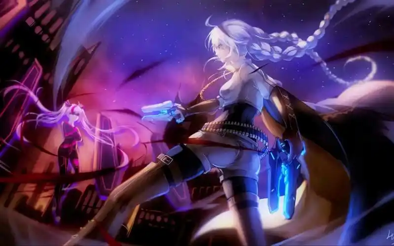 双枪站着,真好玩儿