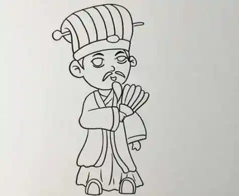 可爱卡通诸葛亮简笔画绘画教学 可爱q版诸葛亮简笔画怎么画