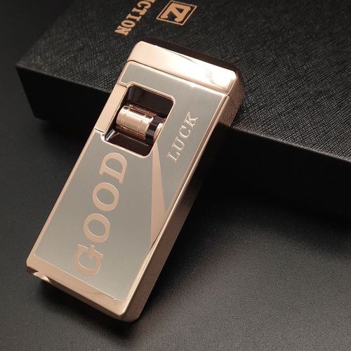 晨龙新品高档防风充气打火机网红同款滚轮感应充气打火机