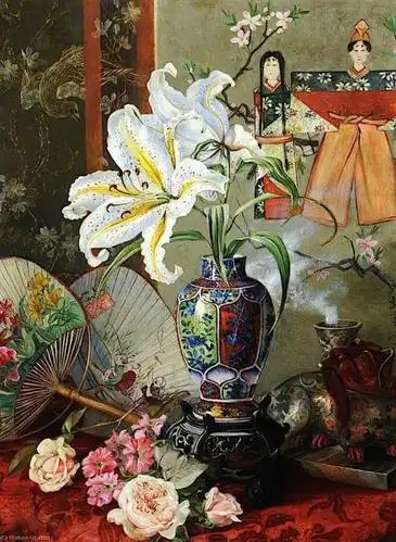 日本, 油画 通过 marianne north (1830-1890, united kingdom)