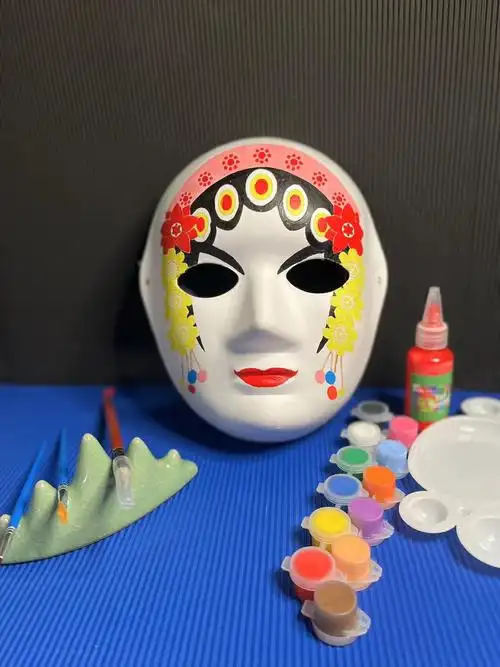 戏曲脸谱面具 戏曲花旦线稿图色面具儿童手工diy彩绘手绘填色中国风