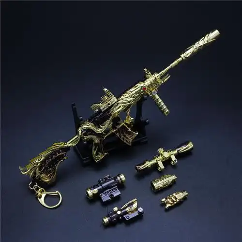 和平精英手办m416突击枪五爪金龙皮肤版六级满配五爪金龙两件套全金色