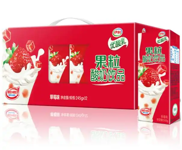 伊利优酸乳果粒酸奶饮品草莓味245g12盒