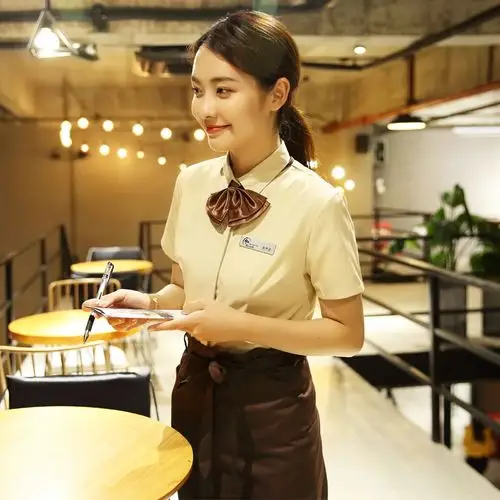 饭店奶茶火锅蛋糕店西餐饮服务员工作服短袖前台收银咖啡厅夏装女