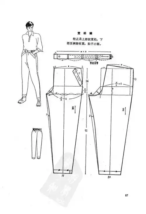 男士裤子系列裁剪图