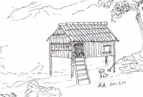 有竹子的竹楼简笔画