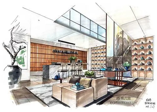 2019年集尤客暑假班学生作业展示商业空间手绘表现