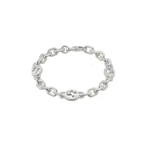 gucci古驰23新款男士925银交织gg细节扣环手链620798j84008106视频