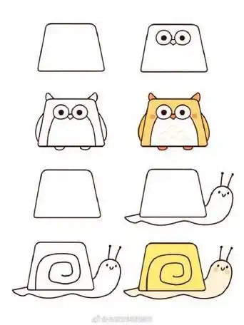 梯形脸动物简笔画