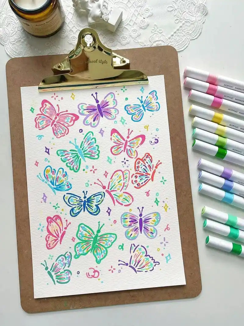 可以为我五彩斑斓的小蝴蝶着迷一下吗?#画画 #简笔画 #丙烯 - 抖音