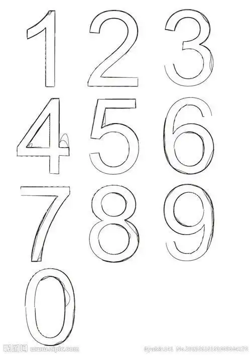 阿拉伯空心数字1-10简笔画 简笔画图片大全-普车都